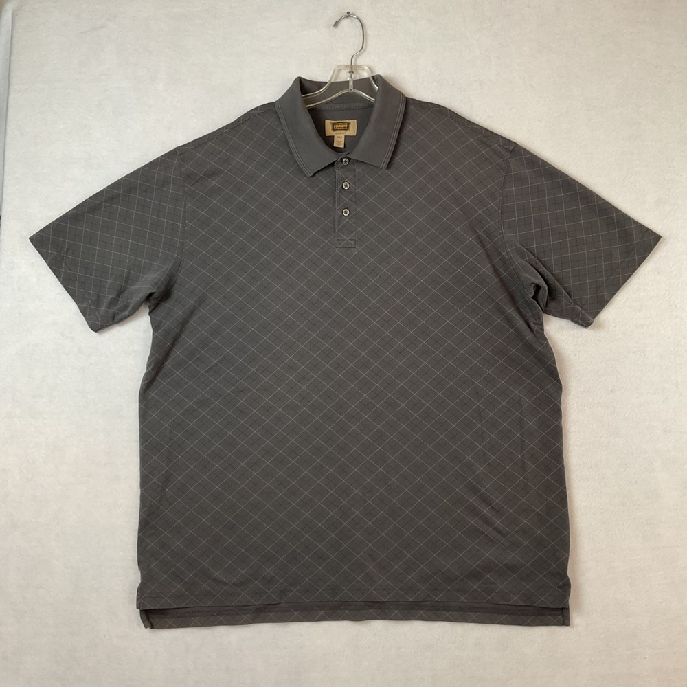 Foundry Supply Co Mens 2XLT Charcoal Gray Diamond Grid Quick-Dri Polo Shirt